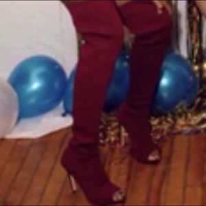 Burgundy Knee High Boots
